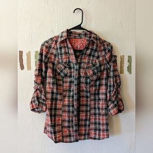 Brown and pink plaid shirt